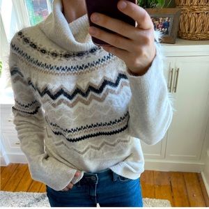Loft fair isle fuzzy turtle neck sweater.
